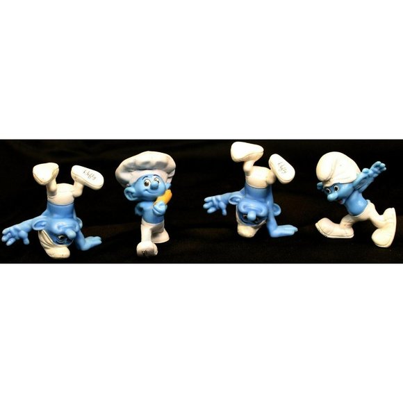 4 McDonald's Smurfs 2015 Happy Meal Figurine Toys Baker Klefty Clumsy Peyo PVC - Picture 1 of 9
